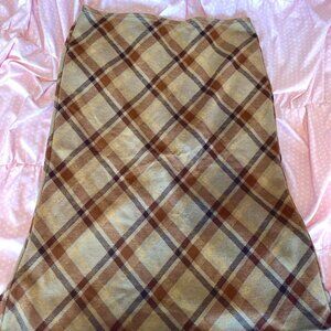 EXPRESS Brown & Tan Plaid Midi Skirt XS XSMALL